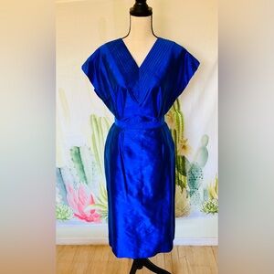 100% Silk Blue Shirt + Skirt Set